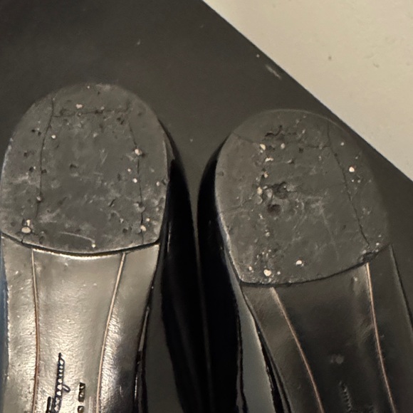 Salvatore Ferragamo Black Patent Leather Flats with Ferragamo Signature Bow, 9B - Picture 12 of 15